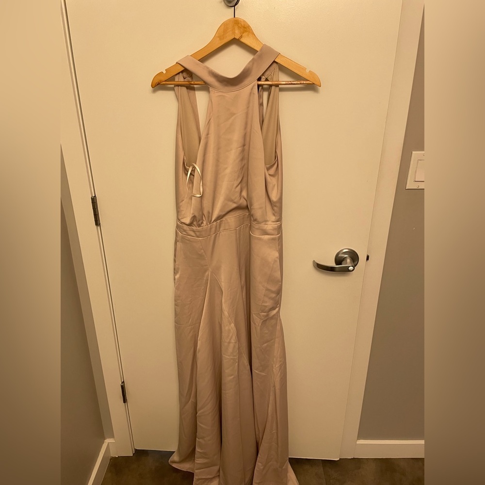 Champagne halter top wide legged jumpsuit
